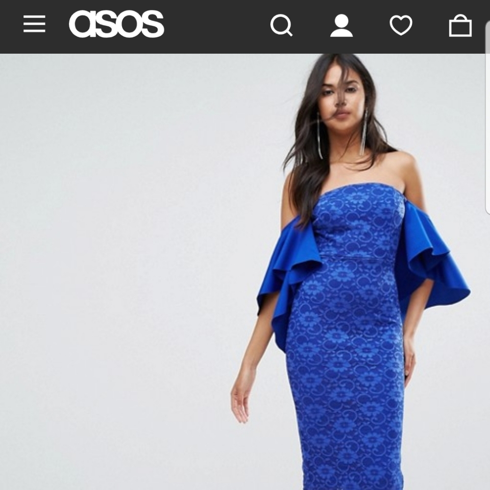 Asos lace bardot midi dress with extreme sleeves